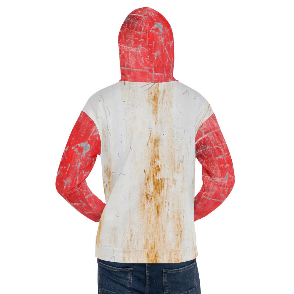 Rusted Red & White Hoodie