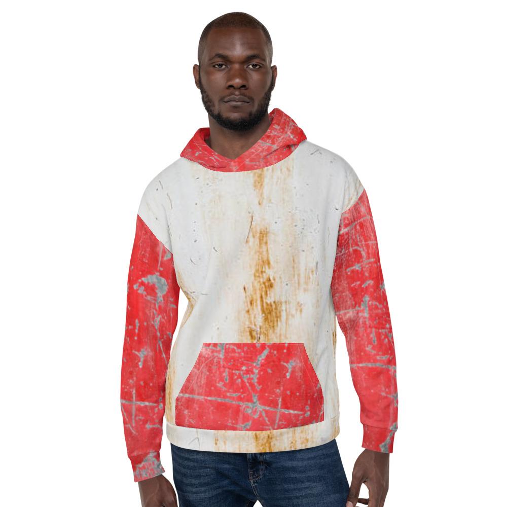 Rusted Red & White Hoodie