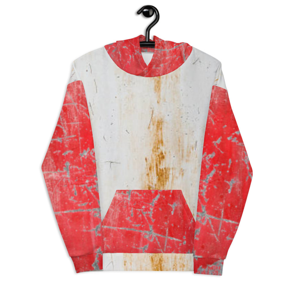 Rusted Red & White Hoodie