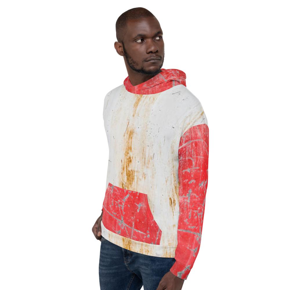 Rusted Red & White Hoodie